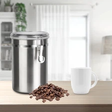 1.8L Coffee Food Canister Airtight Stainless Steel Kitchen Storage Container