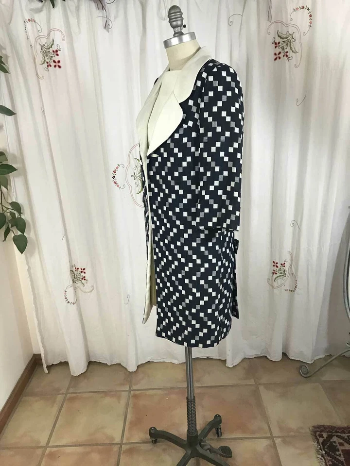 De Colección Años 60 "That Girl" Lee Jordan 2 Piezas Conjunto de Vestido de Lino Mod Cuadros Azul Blanco talla 4 Foto 3 de 4