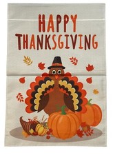 Thanksgiving Garden Flag 12x18in Double sided Fall Turkey Autumn Pumpkin