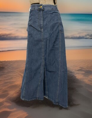 NEW LA Blues Skirt Size 24W Long Denim Jean Pockets Flare 45 Waist 37 Length
