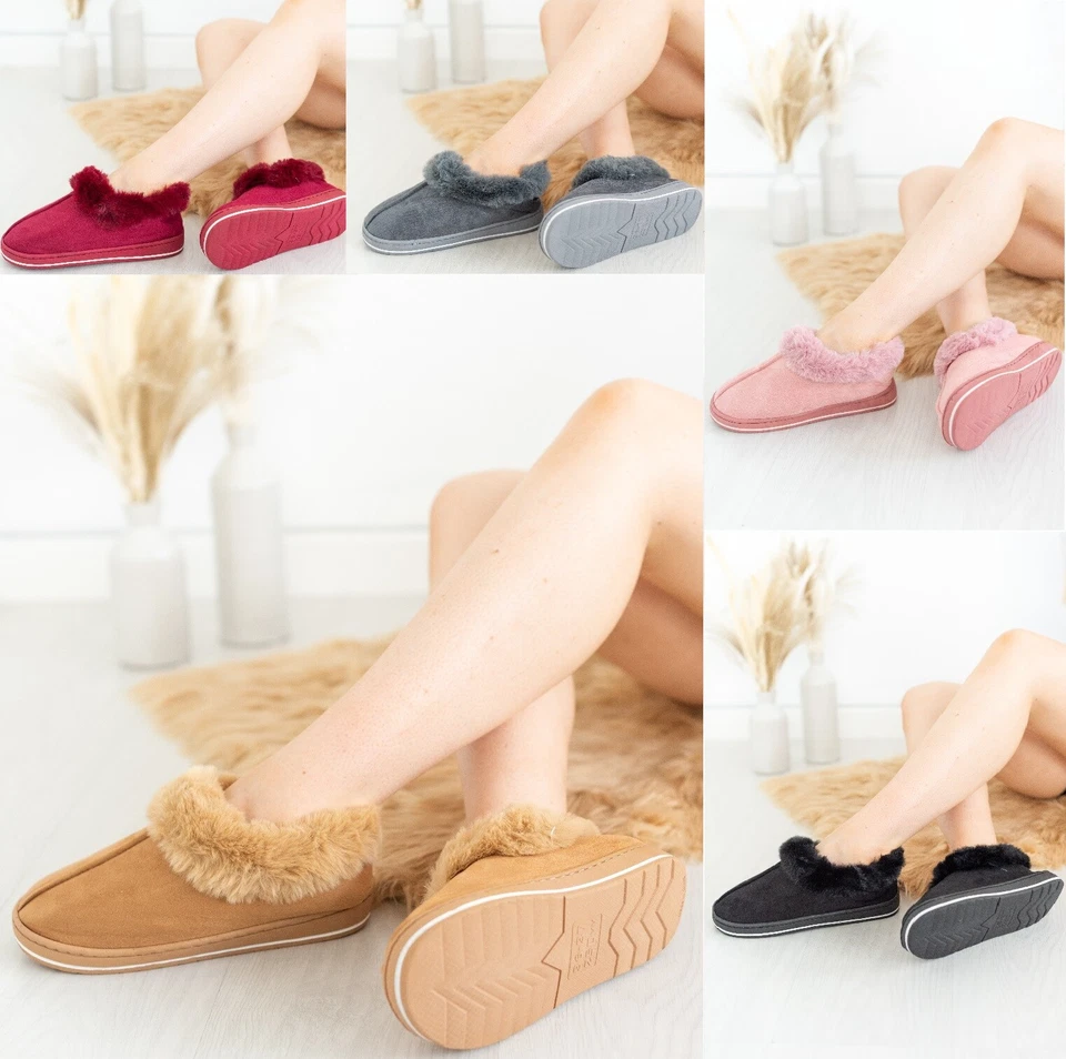 LADIES WOMENS COMFY INDOOR HOME COMFY ANKLE HARD SOLE WARM SLIPPERS BOOTIES SZ