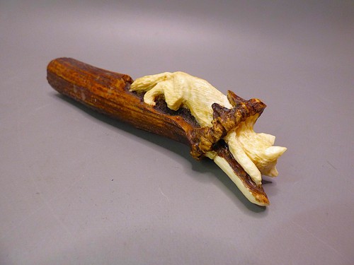 Super geschnitzter Griff Fuchs aus Horn Hirschfänger Jagdmesser Dolch Messer - Bild 6 von 8
