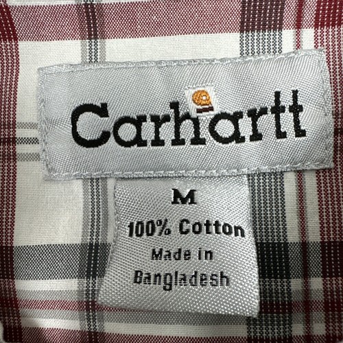 Camicia Carhartt Plaid Manica Corta Perla Snap Uomo Rosso Bianco Nero Taglia Media - Foto 10 di 11
