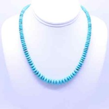 Blue Arizona Natural Turquoise Rondelle Beaded Necklace Choker 5-10mm Graduated