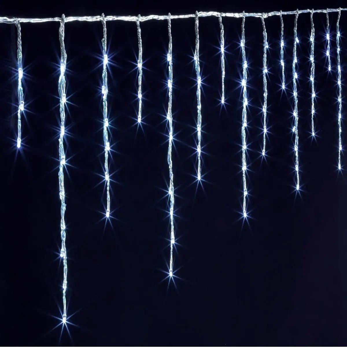 Rideau lumineux LED 6m blanc froid avec 60 tombées scintillantes pour décoration