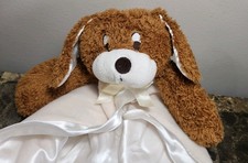 Stephan Baby Puppy Satin Lovey Security Blanket 17" Long cream Ivory Tan Satin