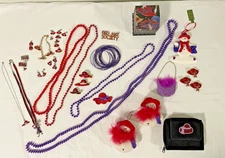 Red Hat Society Lot of 37 Items Pins, Bracelet, Charms, Coin Purse, Ornaments