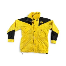 The North Face Jacket Mens Small Yellow Black Hooded Ski Mountain Parka Nylon