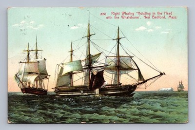 Fairhaven Antique Massachusetts Postcard NEW BEDFORD Right Whaling Ship 1910