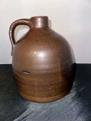 Antique 1-Gallon Whiskey Jug Brown Stoneware Beehive Crock Farmhouse Moonshine