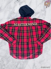 Mastermind World Block Plaid Hooded Red Overshirt Size Large Msrp 1881
