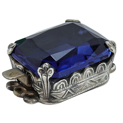 Vintage Sterling Silver Blue Glass Art Deco Box Clasp 3 Strand Necklace Finding