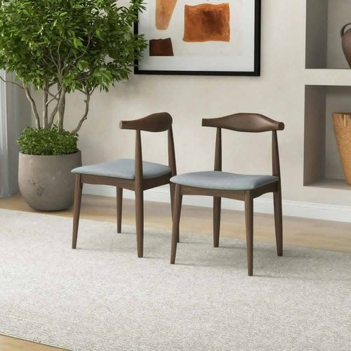 Ashcroft Furniture Co Blake Mid-Century Modern Grey Fabric Dining Chair (Set of - Picture 8 of 11