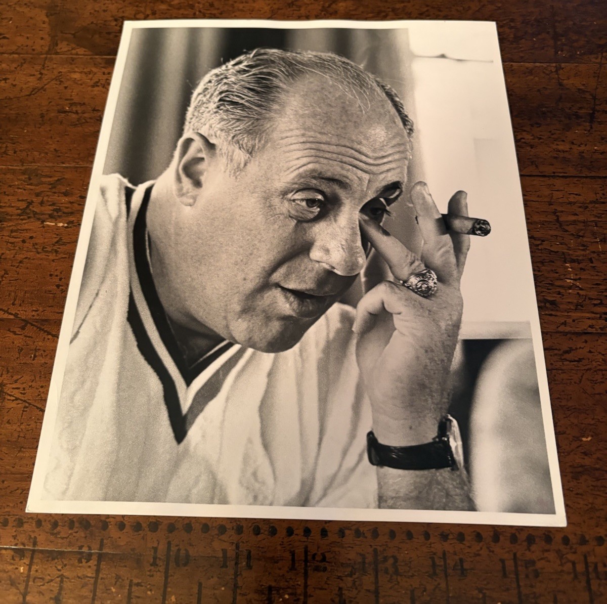 RED AUERBACH TYPE 1 Original Photo 1970s Press Famous Cigar SPORT