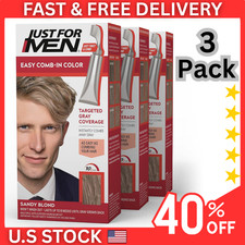 Just For Men Easy Comb-In Hair Color Kit Ammonia Free A-10 Sandy Blonde 3 Pack..