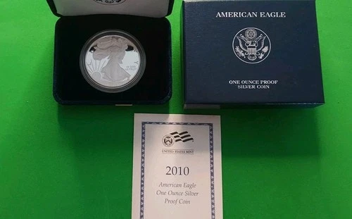 2010-W SILVER AMERICAN EAGLE ONE OUNCE PROOF COIN- w/COA and box From Mint