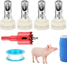 4 Pcs Pig Waterer Nipples for Barrel Kit Stainless Steel Hog Waterer Nipples Au