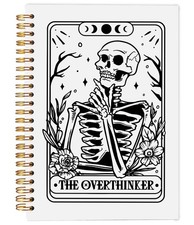 the Overthinker Tarot Card Notebook Journal, Gothic Goth Skull Notebook Journ...