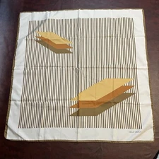 Womens 80s Scarf 30.5" Olga Greco Polyester Brown Geometric Square