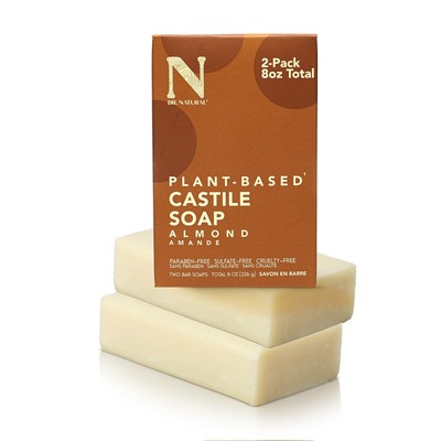 Pure Castile Soap, Almond, 2 Pcs - Plant-Based - Made with Shea Butter - Rich...