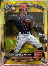 2025 Bowman Chrome Draft Sapphire Edition Josuar Gonzalez BDC-182 Yellow /75 RC