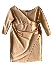 ASOS Curve Women's Off Shoulder Wrap Dress Sz US 24 UK 28 Champagne Made in UK