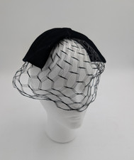 Vintage Women's Fascinator Black Velvet Bow Mesh Veil