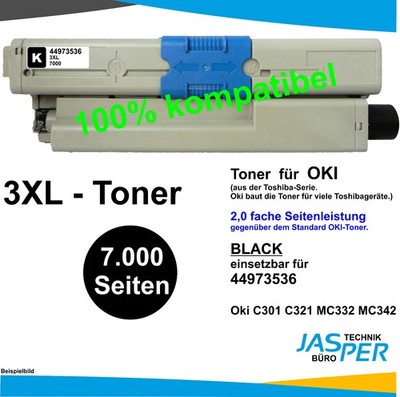 OKI XXXL Toner einsetzbar für 44973536 BLACK  C301 C321 MC332 MC342
