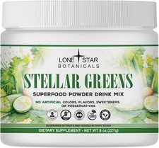 Lonestar Botanicals Stellar Greens 8 oz Superfood Powder Drink Exp. 9/26 Spiruli