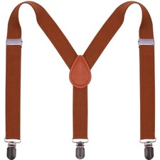Suspenders for Boy and Girl Adjustable Elastic with Strong Metal Brown Rust