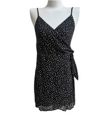 Reformation Black Confetti Troppo Wrap Mini Dress Spaghetti Straps XS Festival