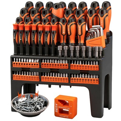 SEDY 124Pcs Magnetic Screwdriver Set Cr-V Ratchet Bits Socket Tool Kit