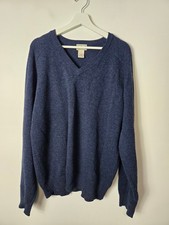 L.L. Bean Men's 100 Lambswool V-Neck Sweater Size M Blue Pullover