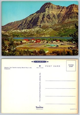 Waterton Lake Townsite & Mount Vimy Alberta Canada Vintage Postcard