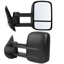 Tow Mirrors 08-13 Silverado Sierra 1500-3500 Manual Black No Heat No Turn Pair