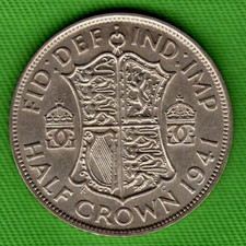 1941 GB KING GEORGE VI SILVER HALF CROWN COIN