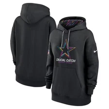 Dallas Cowboys Black Nike Crucial Catch Intercept Cancer Hoodie