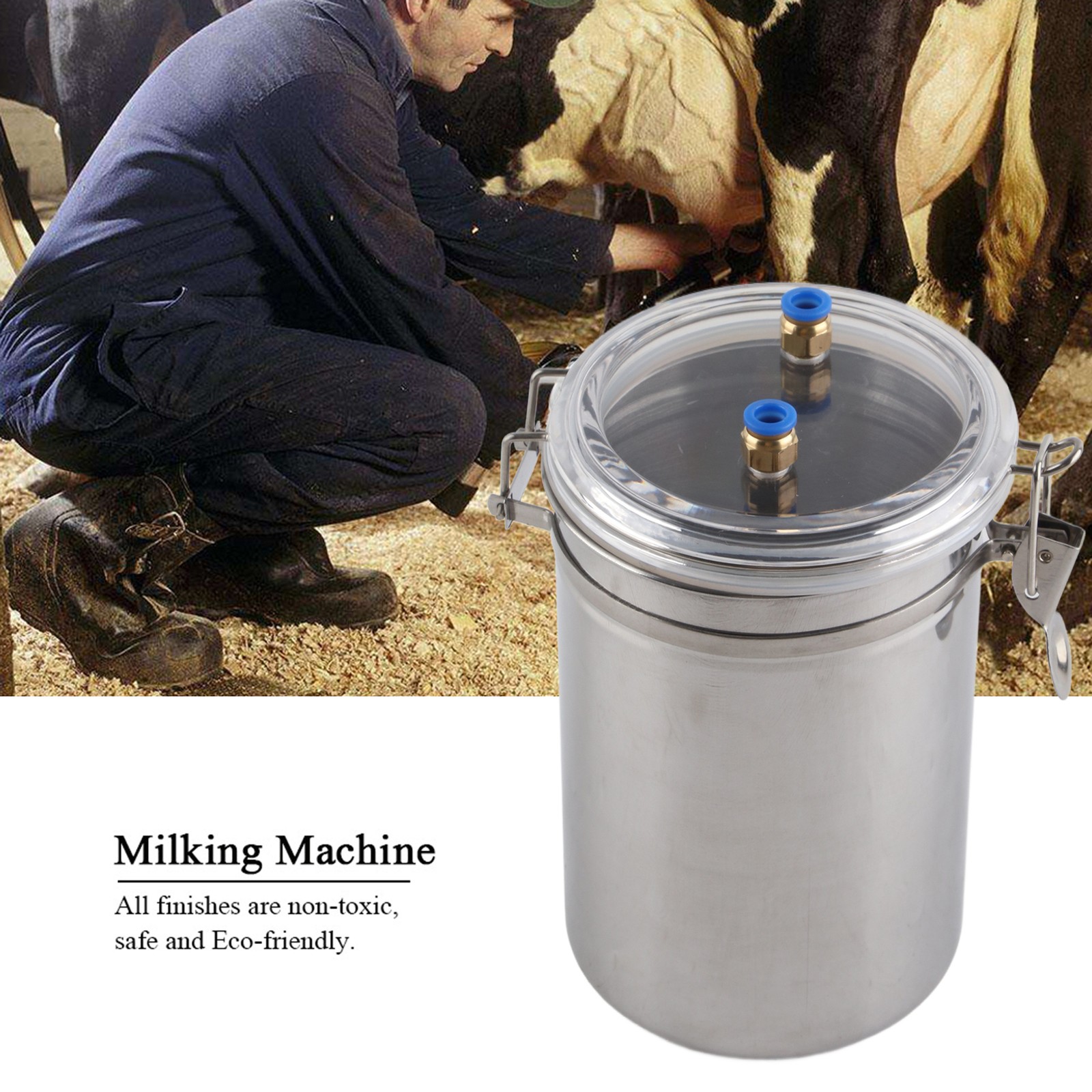 2L Electric Milking Machine Portable Stainless Steel Milker For Cows BL