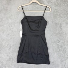 Sunday Best Dress Womens 2 Black Satin Shimmer Square Neck Slip Mini Strappy