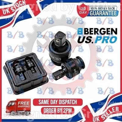 US PRO UNIVERSAL 2 STÜCK 3/8 ZOLL 1/2 ZOLL SCHLAG UNIVERSALGELENK DREHBAR WACKEL ADAPTER SET