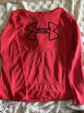 Under Armour Women s Red Hooded Logo Hoodie w/ Pockets Long Sleeve Size L