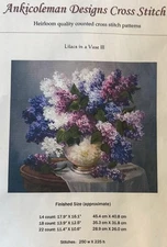 LILACS IN A VASE III Chart Counted Cross Stitch Pattern Ankicoleman Designs