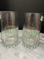 McLlhenny Company Tabasco Red and Green Logo Avery Island Heavy Glass Beer Mug