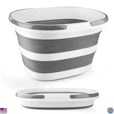 Collapsible 16L Mop Bucket with Handle - Silicone Design for Window & Car Use