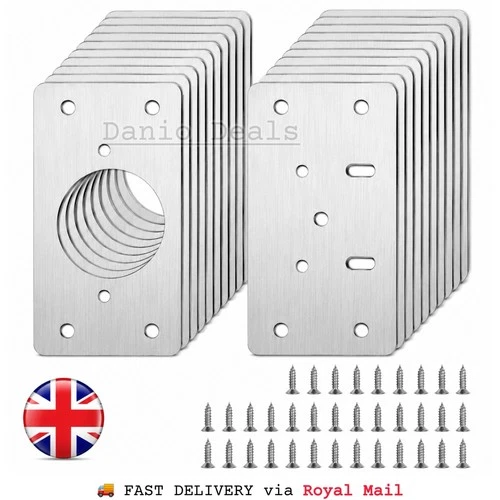 2-20PCS Cabinet Hinge Repair Plates Kitchen Cupboard Door Fix Bracket Kit UK