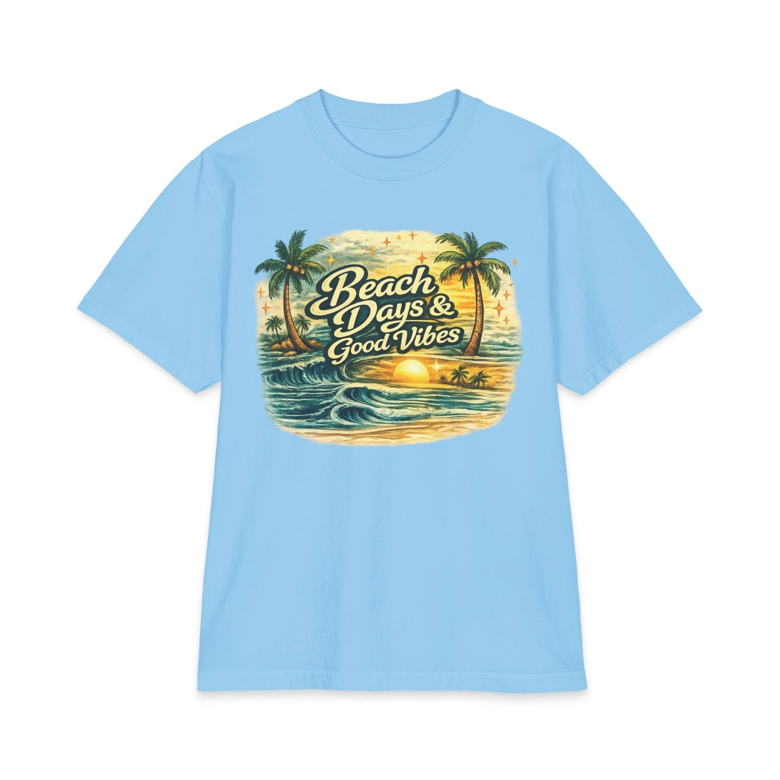 BeachDays &Good Vibes T-Shirt|Tropical Beach Sunset PalmTree Summer Vacation Tee