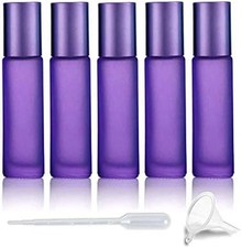 5 Pack 10ml Colorful Frosted Glass Roll On Bottles,Empty Essential Oil Glass
