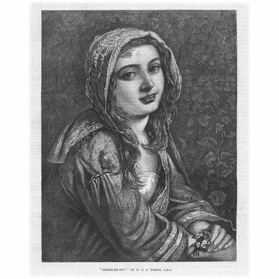 WILLIAM CHARLES THOMAS DOBSON Vergissmeinnicht - antiker Druck 1870