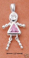 Sterling  CZ Birthstone Kids GIRL Charm OCTOBER Traditional