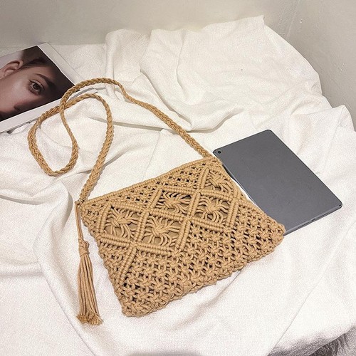 Summer Woven Hollow-out Shoulder Bag – Tassel Crossbody for Travel & Beach - Picture 7 of 30